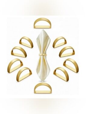 20 Piece Matte Gold Napkin Rings Set Elegant Semicircle Holiday Table Decor NWT🎄